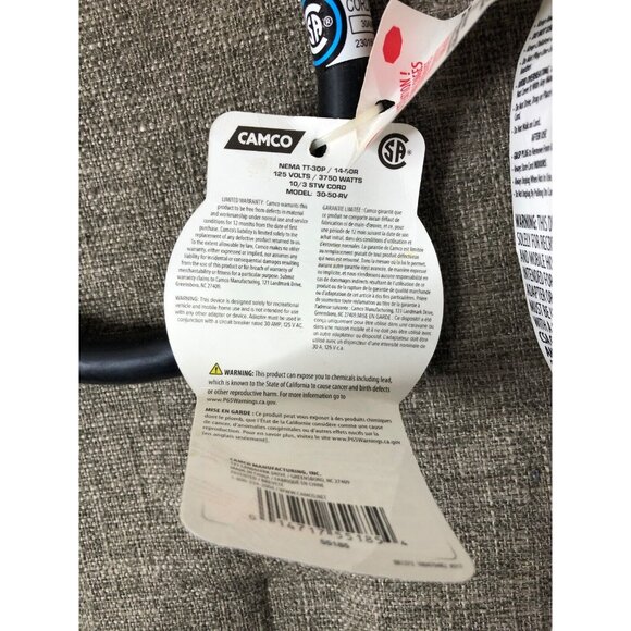 Camco 55185 Power Grip Dogbone Electrical Adapter 30 Amp Male to 50 Amp Female - Picture 3 of 6